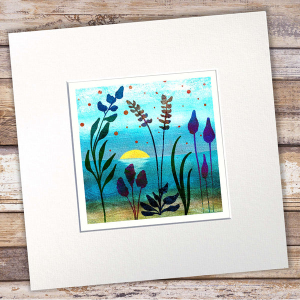 Abstract Floral Giclée Art Print - Brights III Azure