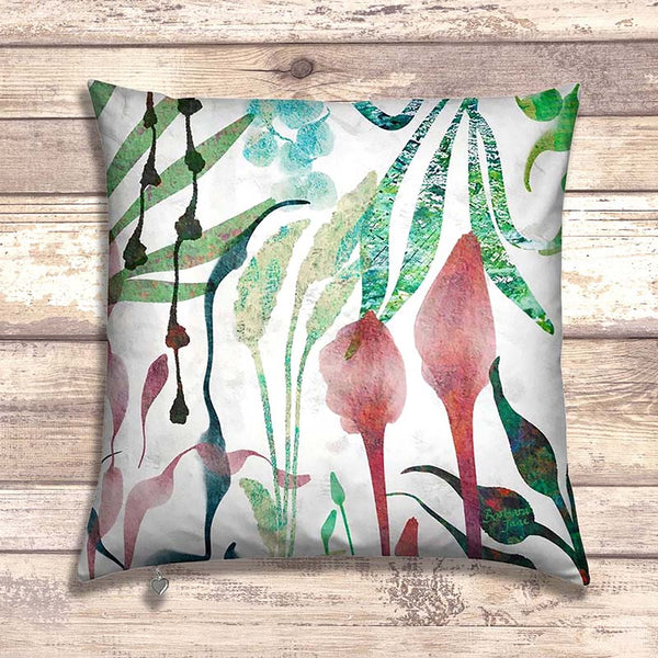 Abstract Floral Velvet Art Cushion - Serene II
