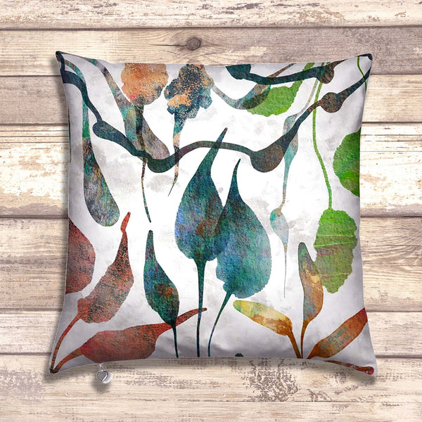 Abstract Floral Velvet Art Cushion - Serene IV Blue