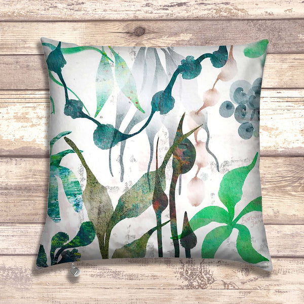 Abstract Floral Velvet Art Cushion - Serene I