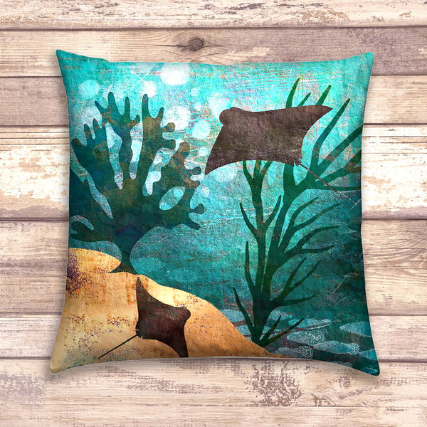Ocean Rays Velvet Cushion - 'Cownose Rays'