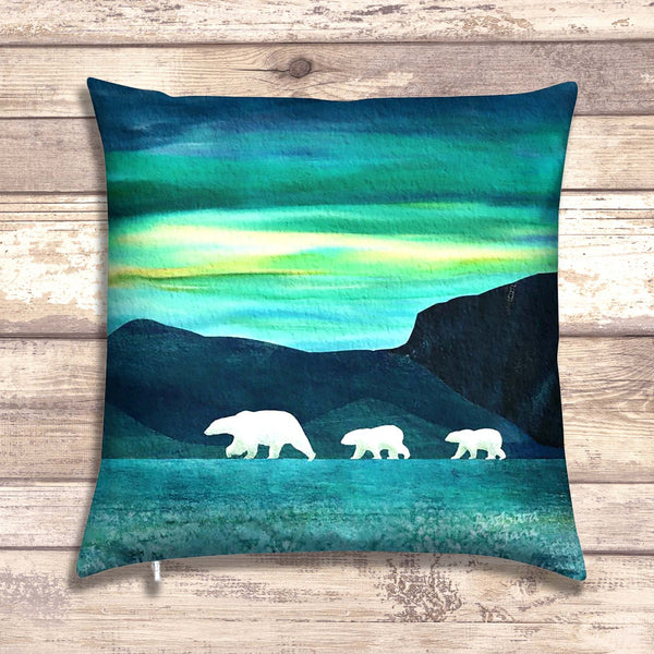 Polar Bears Velvet Art Cushion - 'Ice Bears'
