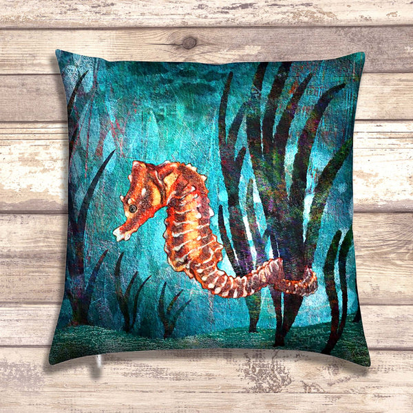 Seahorse Velvet  Cushion - 'Short-Snouted Seahorse'