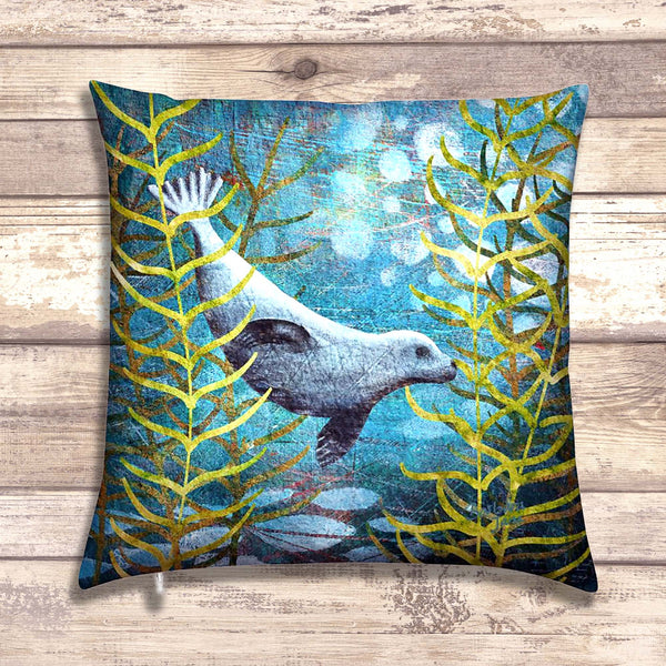 Seal Velvet Art Cushion - 'Harbour Seal'