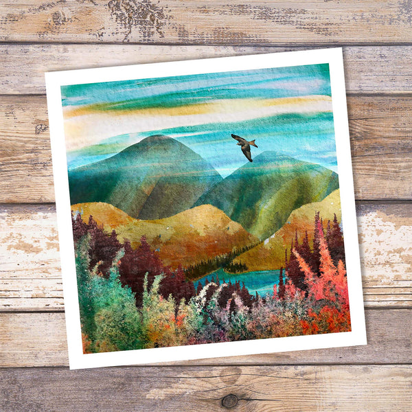 Red Kite Giclée Art Print - 'Highland Vista' - Wild Landscapes Collection