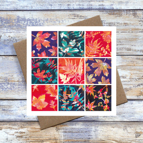 Leaf Print Greetings Card - Oriental Nine