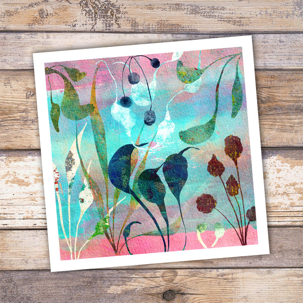 Abstract Floral Giclée Art Print - 'Seaflora in Pink'