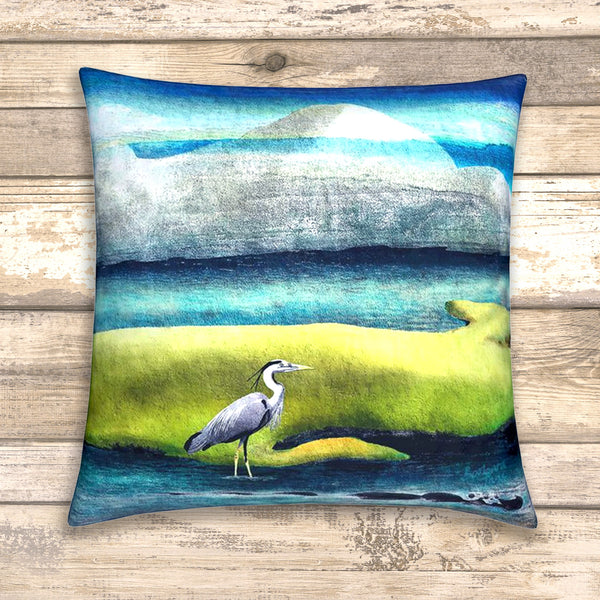 Heron Velvet Art Cushion - 'An Elegant Heron'