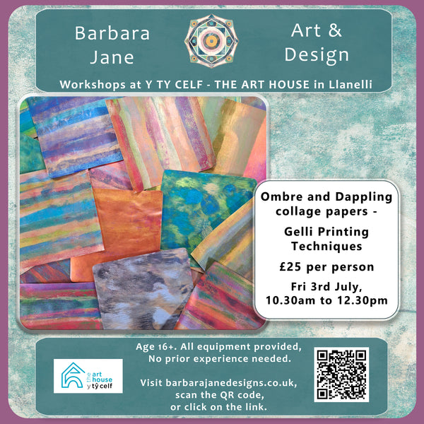 Ombres and Dappling - gelli printing workshop @ Y Ty Celf Gallery, Fri 3rd July 2026