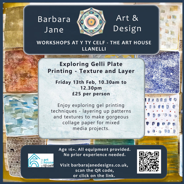 DATE PASSED - Exploring Gelli Plate Printing Workshop @ Y Ty Celf Gallery, 13th Feb 2026
