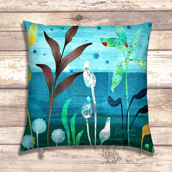 Abstract Floral Velvet Art Cushion - Clifftop