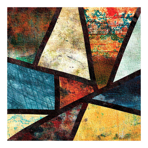 Earth Textures Collection - Blocky I. Image of giclée art print featuring an abstract patchwork of textures in earthy colours by Barbara Jane Art & Design. BarbaraJaneDesigns.co.uk