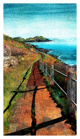 Three Cliffs Bay and Approaching Limeslade, near Bracelet Bay, Mumbles, Gower. Giclée art print by Barbara Jane Art & Design. BarbaraJaneDesigns.co.uk