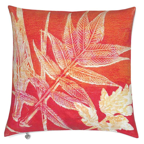 Orange botanical print cushion.  Ideal birthday or Christmas gift. Designs by Barbara Jane Art & Design. 