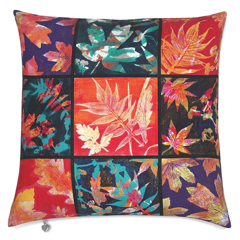 Botanical print cushion - designed using hand printmaking techniques to print leaves then compiled digitally.  Great gift for flower lovers!